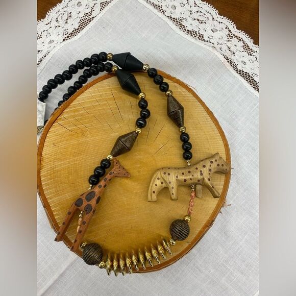 Wooden Safari Animal Necklace - Handmade Kenya - Picture 2 of 3